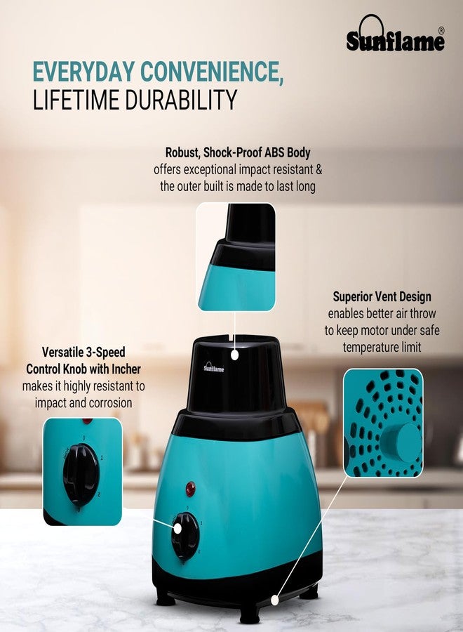 Sunflame MG50 Mixer Grinder | Powerful 500W Motor | Easy-to-Clean Removable Blades | 3 Multi-Utility Jars | 3 Speed Settings | Compact Size | Leak-Proof Lids | Two-Year Coverage - Image 5