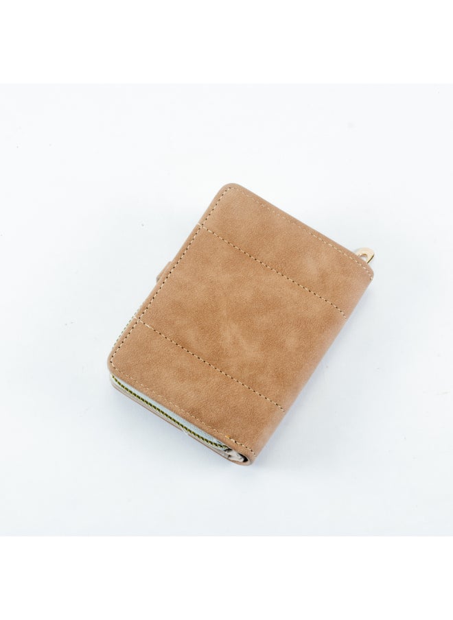 Generic Chamoiseather & Leather Flip Wallet & Card Holder with Multiple  Pockets and Zipped Pocket Brown  - Image 2