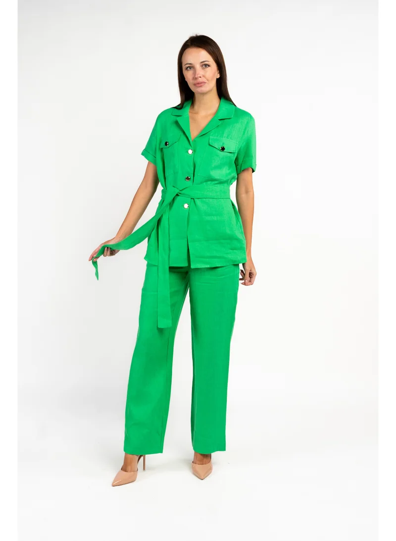 Fashonara  Linen Green Co-Ord Set for Women | Best Price UAE