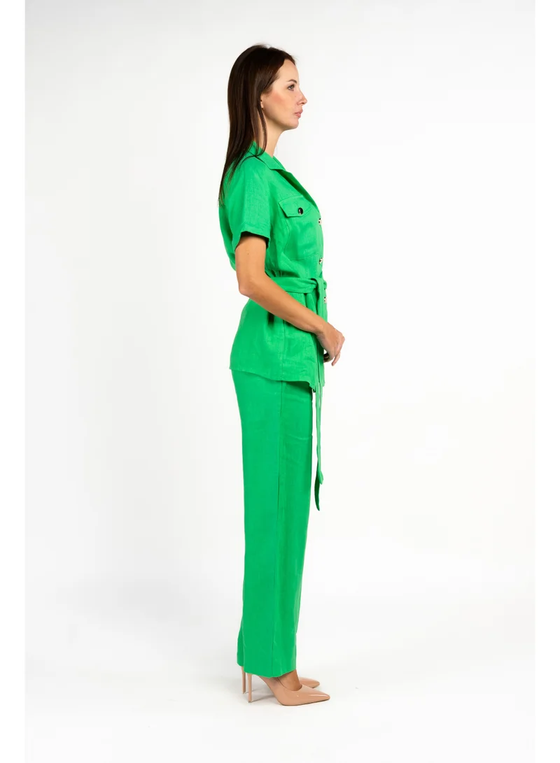 Fashonara  Linen Green Co-Ord Set for Women | Best Price UAE