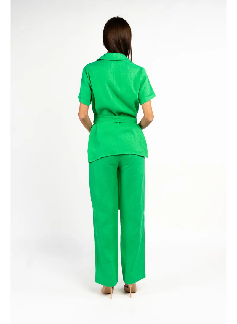 Fashonara Linen Green Co-Ord Set