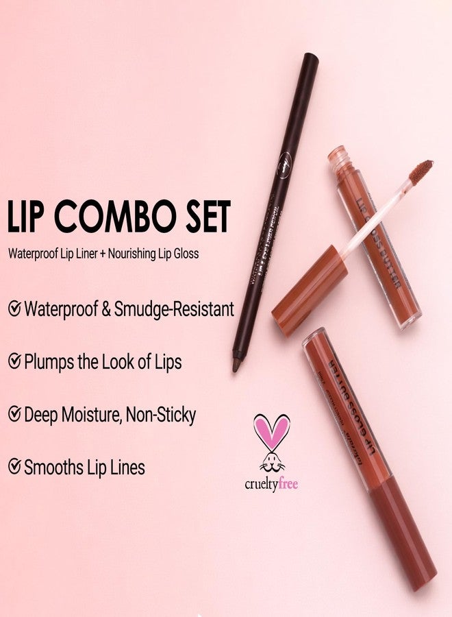 Erinde Lip Liner and Gloss Set, Nourishing Lip Gloss & Brown Lip Liner Combo Sets, Non-Sticky Plumping Lip Kit for Women, Lightweight Long Wear, Natural Nude Tinted Lip Glow Oil, SET F - Image 5