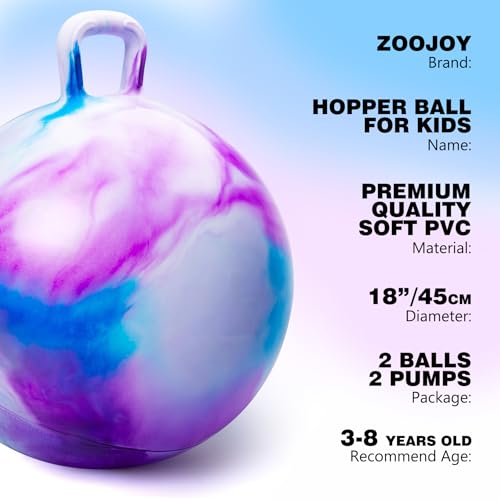 ZOOJOY Hopper Ball 2 Pack 18 in Bouncy Ball with Handle for Kids Clouds Girls Toys for Active Play Indoor Outdoor Hopping Toys Girls Boys Easter Baster Stuffers Gifts for 3 4 5 6 7 8 Yr Old - Image 5