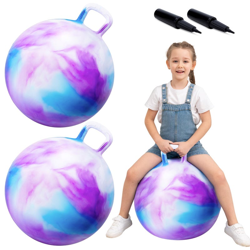 ZOOJOY Hopper Ball 2 Pack 18 in Bouncy Ball with Handle for Kids Clouds Girls Toys for Active Play Indoor Outdoor Hopping Toys Girls Boys Easter Baster Stuffers Gifts for 3 4 5 6 7 8 Yr Old - Image 3