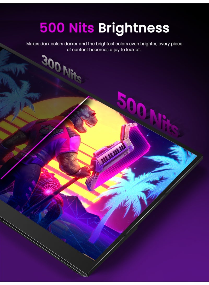 UPERFECT 4K UHD 17.3" Portable Monitor 3840 x 2160 Display 500cd/m² USB C Mini HDMI for Laptop PC Smartphone XBO Switch PS4/5, Metal Body, Portable Screen VESA Mountable - Image 3