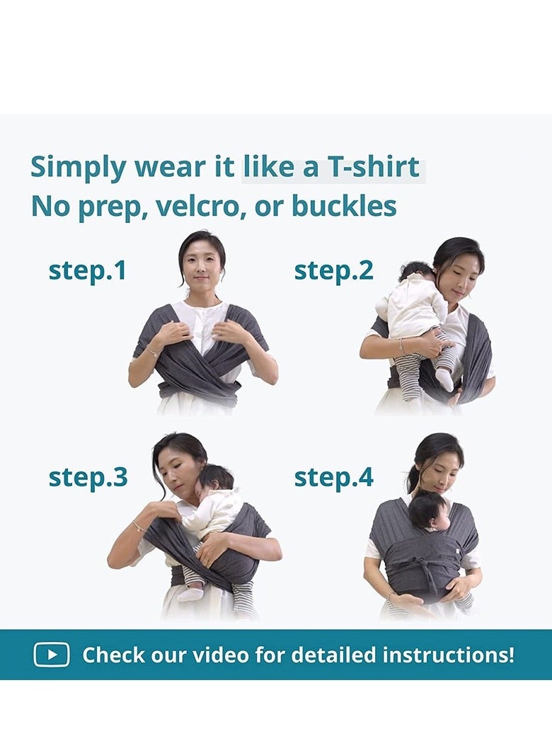 Baby Wrap Carrier - Cotton All-In-1 Stretchy Sling, Off White, 0 To 36 Months - Image 2