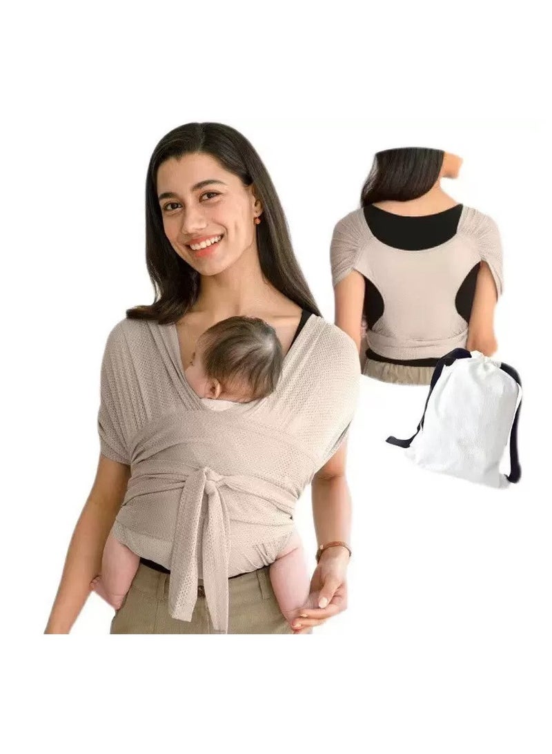 Baby Wrap Carrier - Cotton All-In-1 Stretchy Sling, Off White, 0 To 36 Months - Image 1