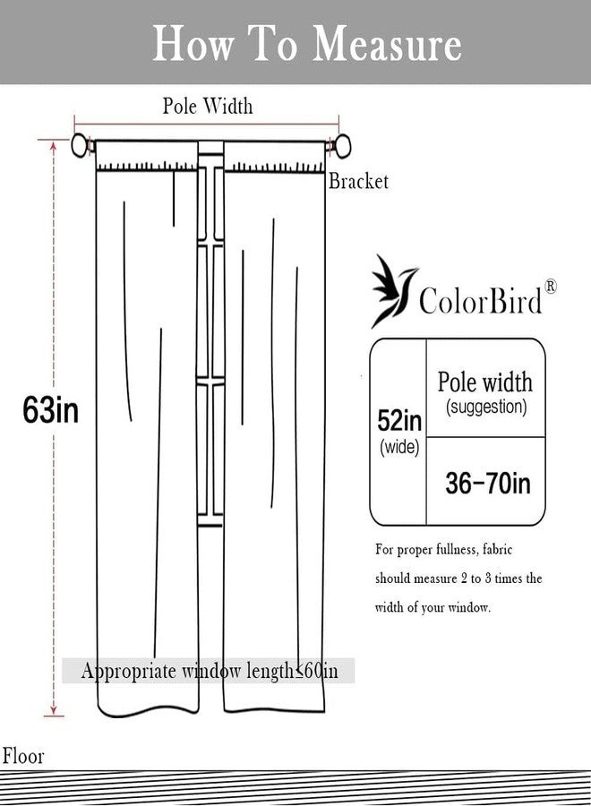 ColorBird ستائر ColorBird بوهو لغرفة المعيشة، لوحتان بطول 63 بوصة، ستائر زرقاء معتمة، ستارة منزلقة مخططة مطرزة بنمط بوهيمي عتيق لغرفة النوم - Image 5