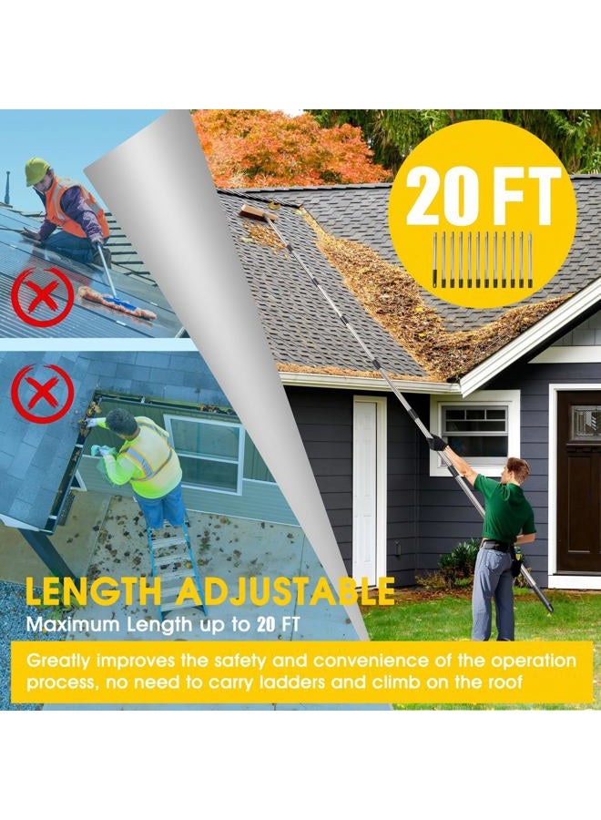 Favormony 2-in-1 Leaf Roof Brush and Snow Rake, Roof Cleaning Brush & Leaf Removal Tool, Adjustable 5-21ft Cleaning Brush Tool for Cleaning Shingles, Solar Panels, Car Tops with No-Scratch Head - Image 3