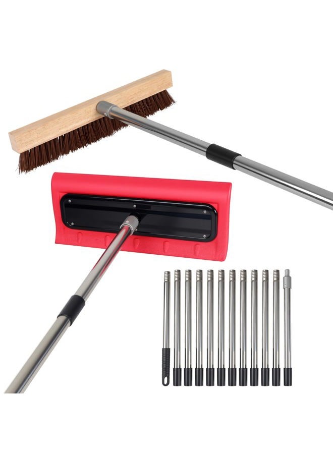 Favormony 2-in-1 Leaf Roof Brush and Snow Rake, Roof Cleaning Brush & Leaf Removal Tool, Adjustable 5-21ft Cleaning Brush Tool for Cleaning Shingles, Solar Panels, Car Tops with No-Scratch Head - Image 1