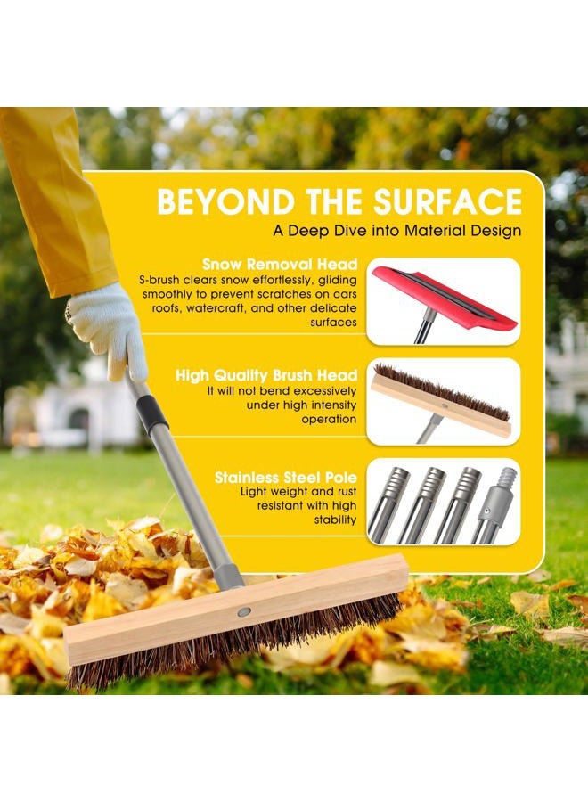 Favormony 2-in-1 Leaf Roof Brush and Snow Rake, Roof Cleaning Brush & Leaf Removal Tool, Adjustable 5-21ft Cleaning Brush Tool for Cleaning Shingles, Solar Panels, Car Tops with No-Scratch Head - Image 4