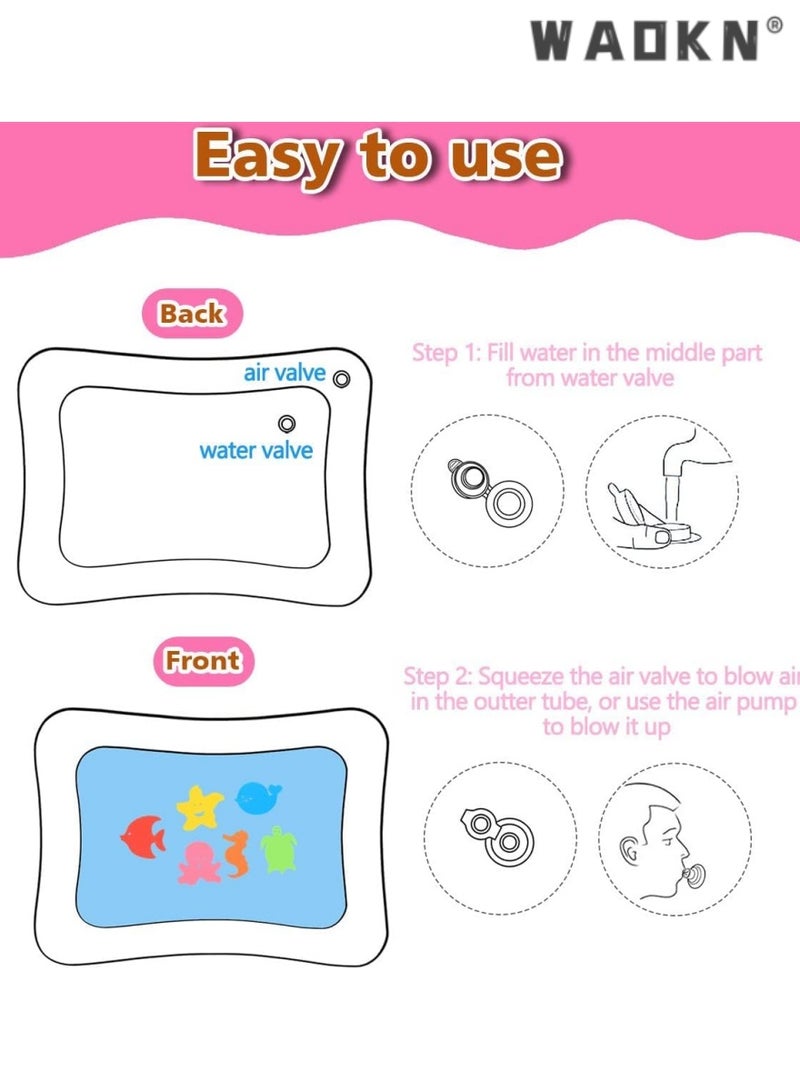 دبليو أيه أو كي أن طفل ماء حصير , ماء حصير قابل للنفخ طفل ماء حصير 3-12 شهور طفل ماء حصير يروّج تطوير لعبة محبوب طفلة هبة ( لون قرنفل ) - Image 5