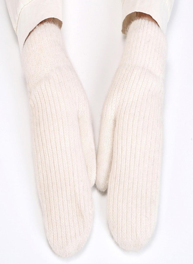 Mealah Winter Warm Mittens for Women - Cold Weather Stretch Thick Lining Knitted Gloves S/M (White, Medium) - Image 4