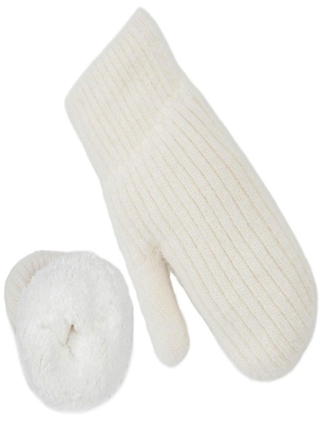Mealah Winter Warm Mittens for Women - Cold Weather Stretch Thick Lining Knitted Gloves S/M (White, Medium) - Image 5