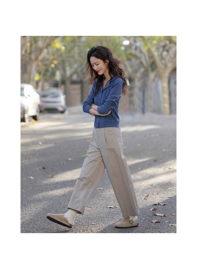 dme Demnawinter Retro Hong Kong Style Metal Buckle Slim Knitted Cardigan Women's Top - Image 1
