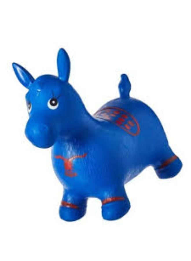 لعبة القفز والارتداد القابلة للنفخ على شكل حصان للأطفال، لون أزرق - Image 1