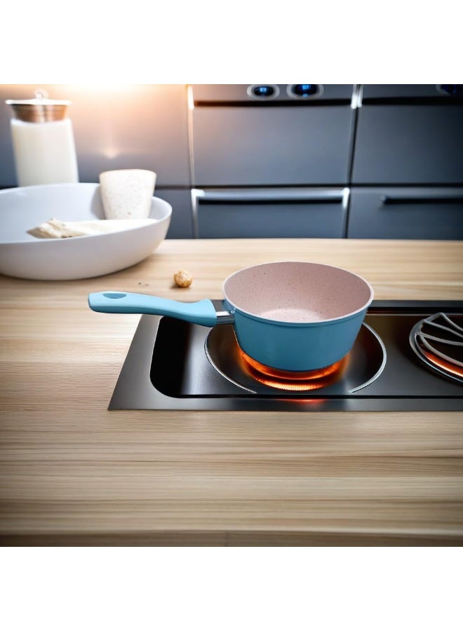 SAQOWARE Saqoware Granite Non-Stick Milk Pan – 14 cm/1 Litre Saucepan – Pouring Spout with Ergonomic Handle - Tea Pan Saucepan Milk Pot – Ideal as Coffee pot, Tea pot, Cawa Milk pot & Small Saucepan  - Image 4