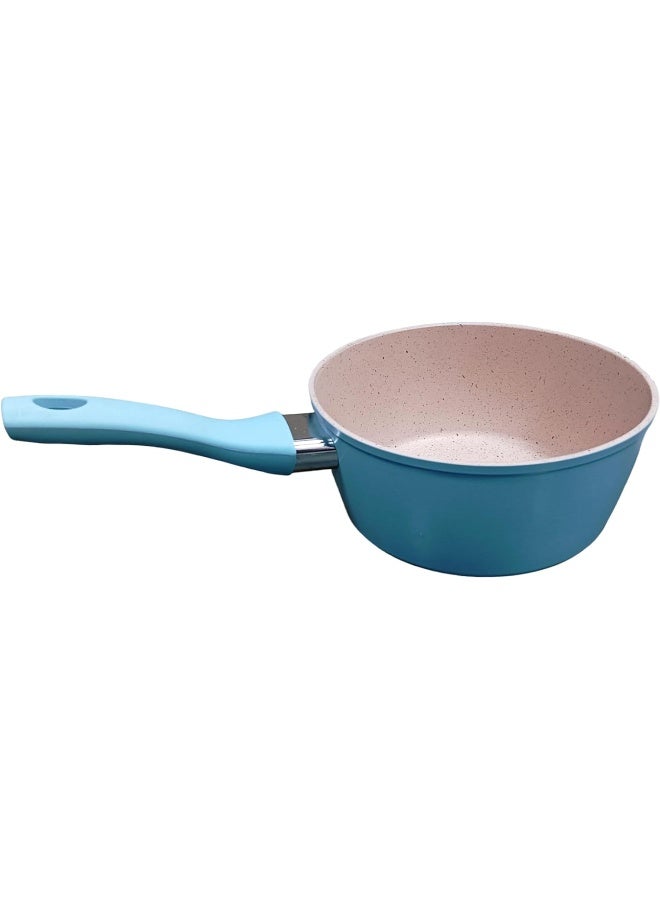 SAQOWARE Saqoware Granite Non-Stick Milk Pan – 14 cm/1 Litre Saucepan – Pouring Spout with Ergonomic Handle - Tea Pan Saucepan Milk Pot – Ideal as Coffee pot, Tea pot, Cawa Milk pot & Small Saucepan  - Image 1