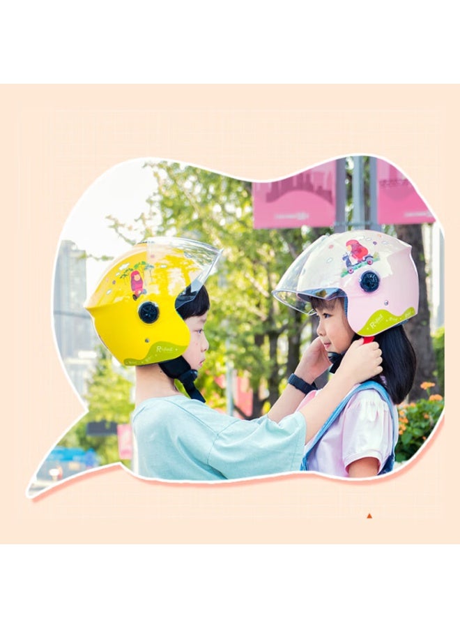 Smart4u Kids Winter Helmet 3c Certified Electric Motorcycle Cartoon Safety Helmet Winter Anti-freeze Warm Windproof Kh2 Yellow - Image 4