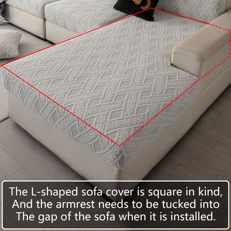 Moonlight White 4 Seater Diamond Striped Stretchy Sofa Slipcover with 360 Degree Wrap Around Cushion Cover for Living Room Suitable for Outdoor Use Machine Washable All Seasons - Image 4