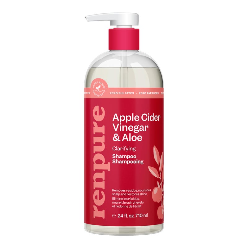 Renpure Apple Cider Vinegar & Aloe Shampoo, Plant-Based â€“ Clarifies, Removes Residue and Nourishes for Shiny, Healthy Hair â€“ For Dull Hair - Apple Cider Vinegar, Aloe Leaf Juice â€“ 24 Fl Oz - Image 1