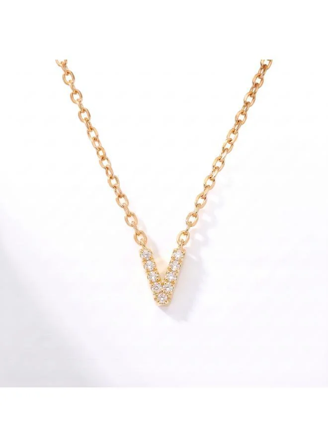روفو Letter V  Initial Pendant Necklace 18k Gold Plated