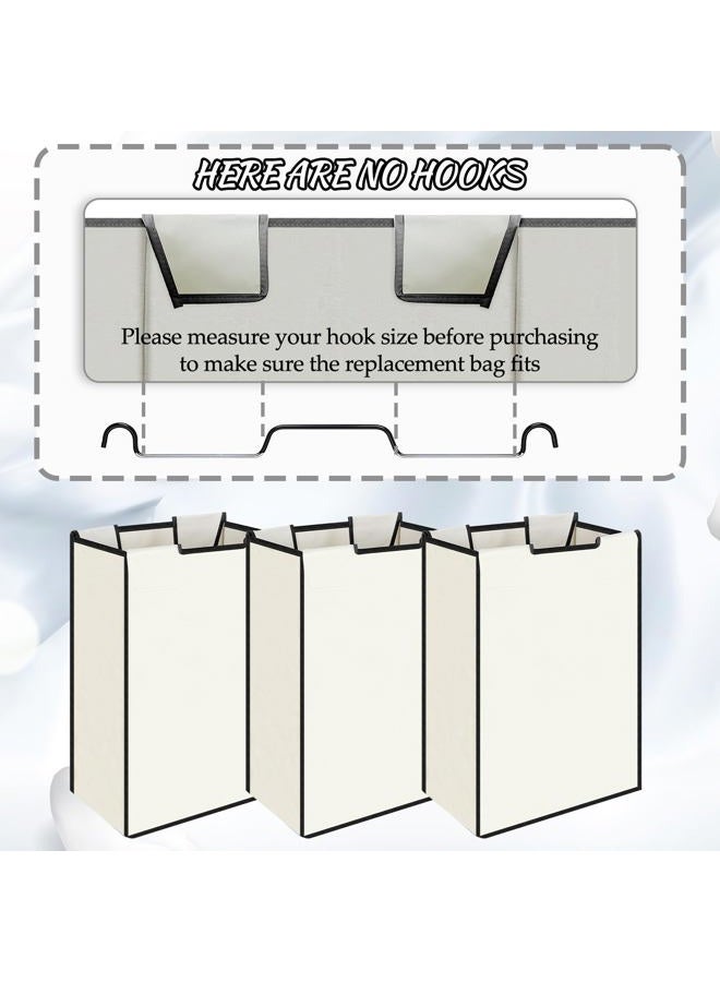 Exclaith 3 Pack Large Laundry Sorter Replacement Bags, Hamper Cart Removable Replacement, Laundry Storage Organizer-Replacement Bags, Beige, Square Shap - Image 3