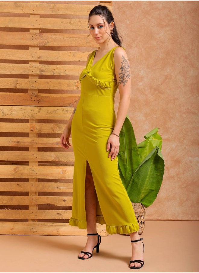 Freehand - Women Fitted Party Wear Textured Ruffle Dress - Image 1