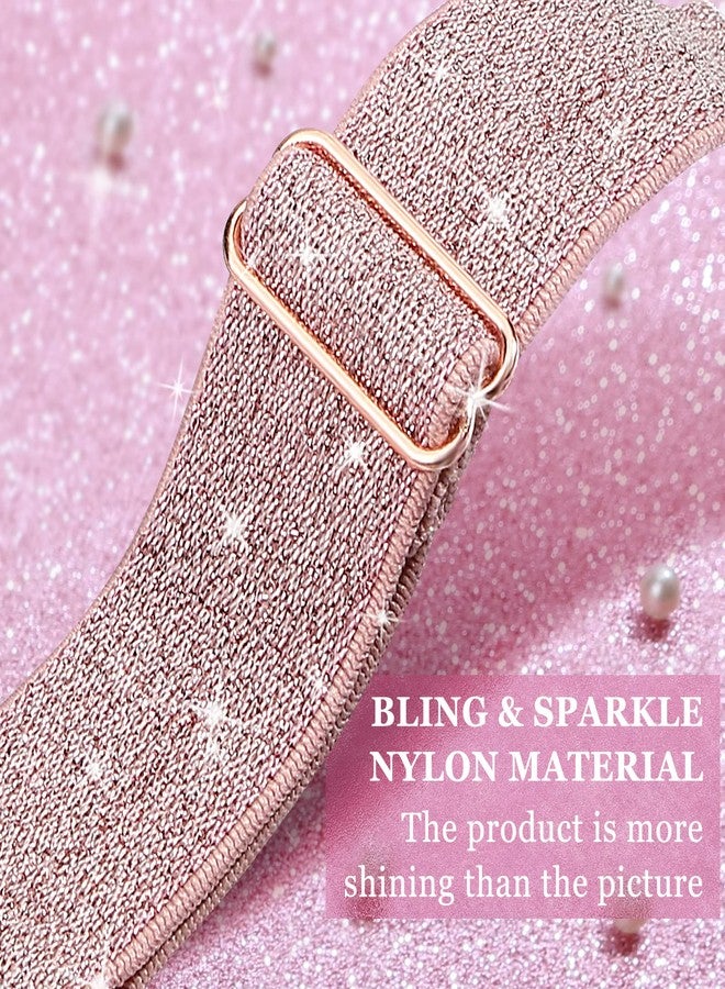 MEULOT Bling Nylon Stretchy Bands Compatible With Apple Watch Bands 38mm 40mm 41mm For Women, Adjustable Braided Loop Sport Band For iWatch Series Ultra 10 9 8 7 6 5 4 3 2 1 SE, 6 Pack Sparkly Shiny Black - Image 2