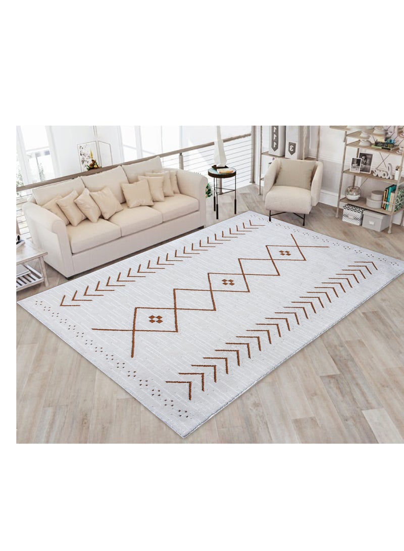 Odyssey-Ivory-Copper-150X230 cm anti skid Machine Made Thick Indian Rug - Image 1