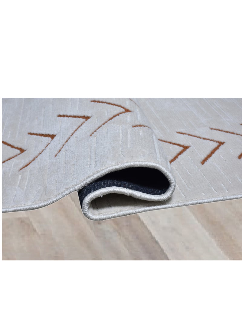 Odyssey-Ivory-Copper-150X230 cm anti skid Machine Made Thick Indian Rug - Image 2