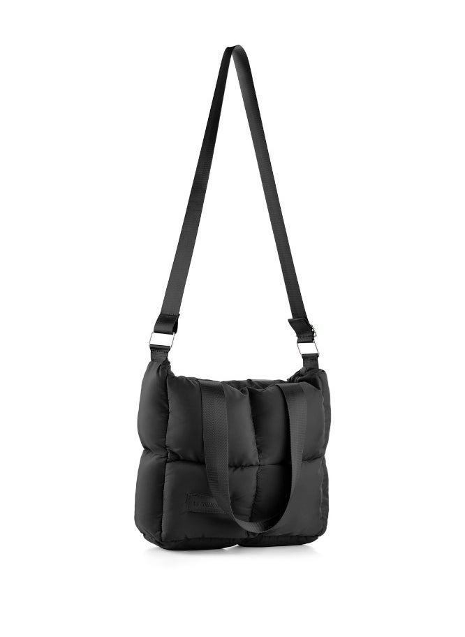 B.S COLLECTION - Large capacity waterproof soft quilted shoulder bag and crossbag for women - Black - Image 1