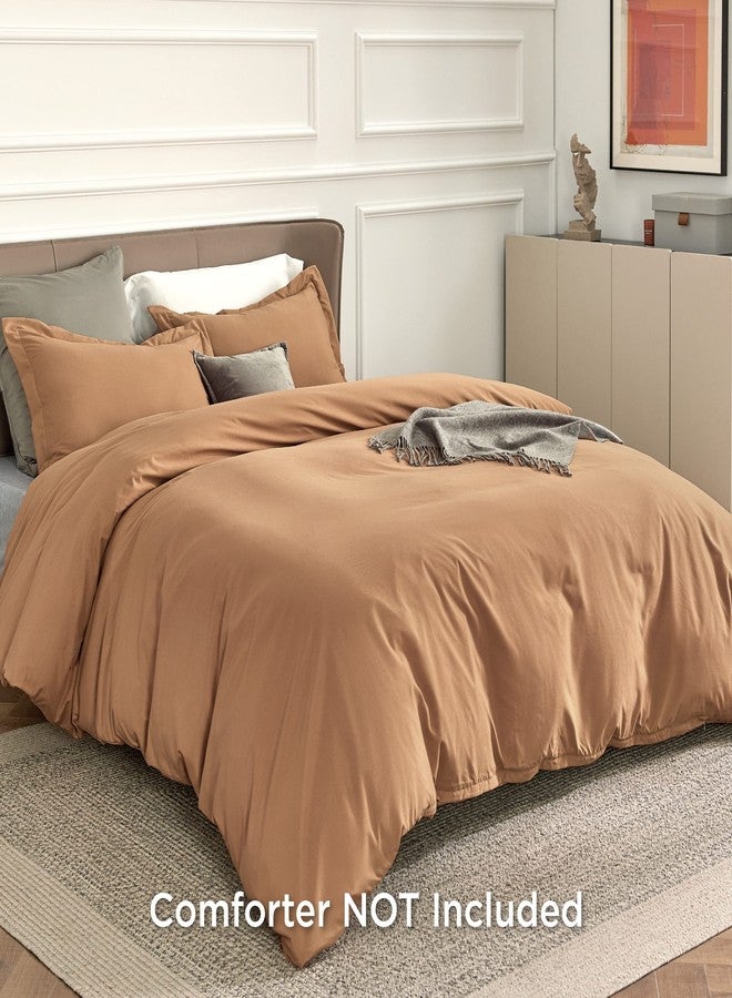 Bedsure Duvet Cover Queen Size - Soft Double Brushed Bedding Set for Kids & Adults, Zipper Closure, 3 Pieces, Includes 1 Duvet Cover (90"x90") & 2 Pillow Shams, NO Comforter, Burnt Orange - Image 2