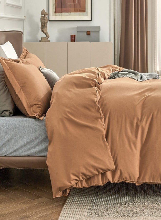 Bedsure Duvet Cover Queen Size - Soft Double Brushed Bedding Set for Kids & Adults, Zipper Closure, 3 Pieces, Includes 1 Duvet Cover (90"x90") & 2 Pillow Shams, NO Comforter, Burnt Orange - Image 4