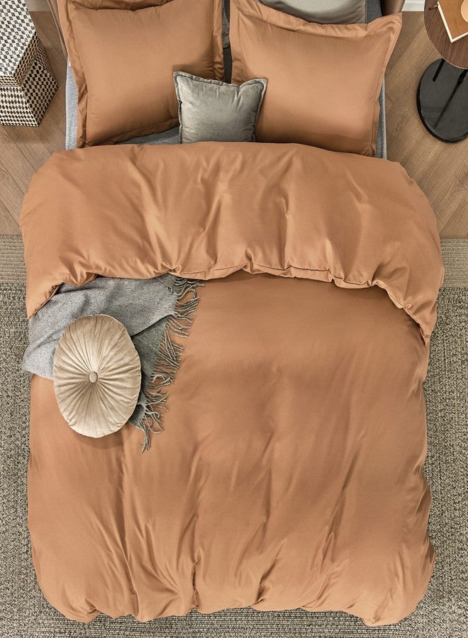 Bedsure Duvet Cover Queen Size - Soft Double Brushed Bedding Set for Kids & Adults, Zipper Closure, 3 Pieces, Includes 1 Duvet Cover (90"x90") & 2 Pillow Shams, NO Comforter, Burnt Orange - Image 3
