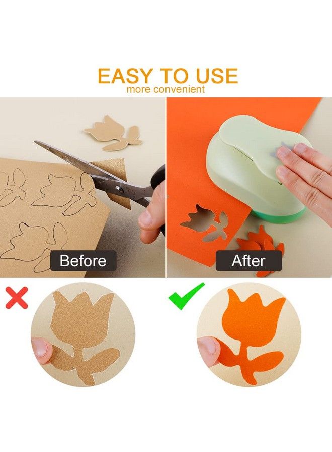 UCEC مثقاب دائرة 2 بوصة للحرف الثقافية لثقب الورق مثقاب كبير زخرفي للأطفال لعمل البطائق وتجميع الألبومات (شكل توليب) - Image 3