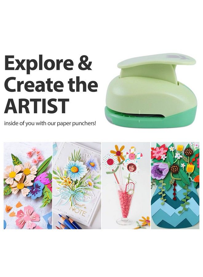 UCEC مثقاب دائرة 2 بوصة للحرف الثقافية لثقب الورق مثقاب كبير زخرفي للأطفال لعمل البطائق وتجميع الألبومات (شكل توليب) - Image 5