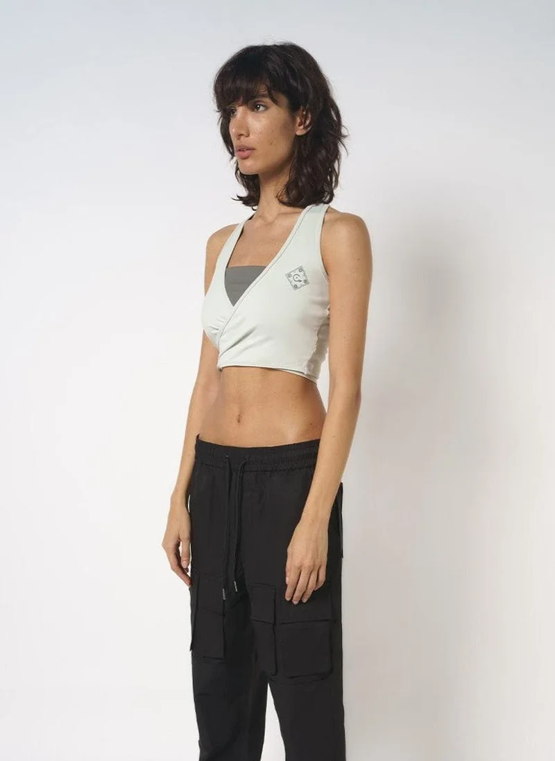 هاوس اوف سينمار Off White and Gray Women's Activewear Top