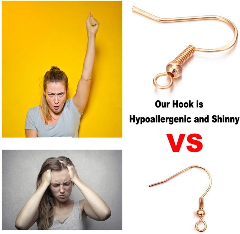 DIYEAR Earring Hooks for Jewelry Making - 120 pcs/60 Pairs Hypoallergenic 14K Gold Ear Wires Fish Hooks for Jewelry Making, Jewelry findings Parts with 120 pcs Rubber Earring Backs Stopper for DIY Earrings - Image 5