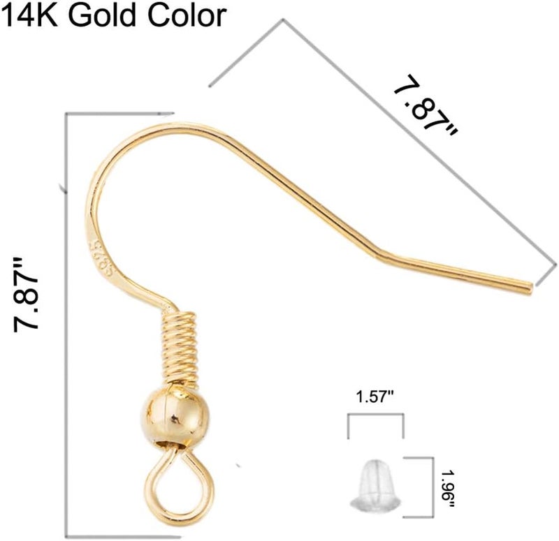 DIYEAR Earring Hooks for Jewelry Making - 120 pcs/60 Pairs Hypoallergenic 14K Gold Ear Wires Fish Hooks for Jewelry Making, Jewelry findings Parts with 120 pcs Rubber Earring Backs Stopper for DIY Earrings - Image 3