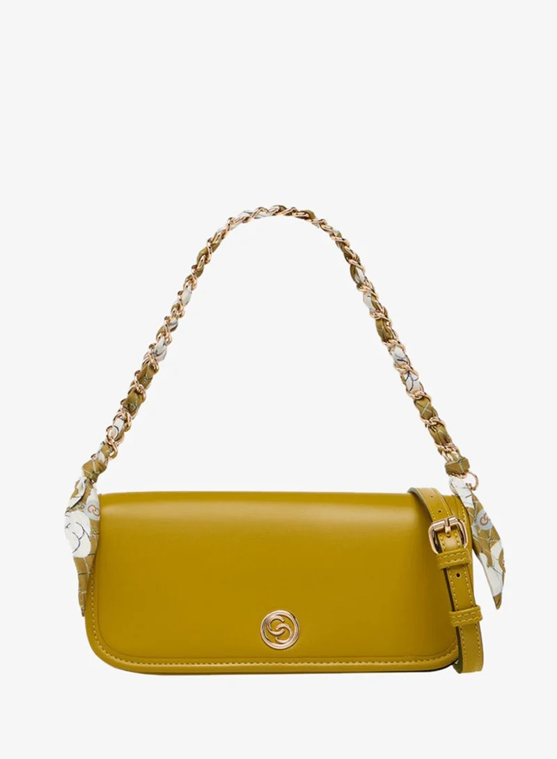 سيليست Solid Crossbody Bag with Detachable Strap and Flap Closure