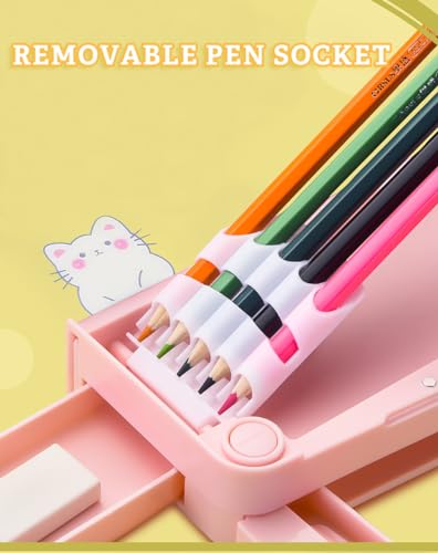 FEWOFJ Cute Cartoon Pencil Case for Girls,Pop Up Multifunctional Pencil Box with Sharpener,Schedule,School Supplies,Kids Pencil Pouch with Compartments - Image 5