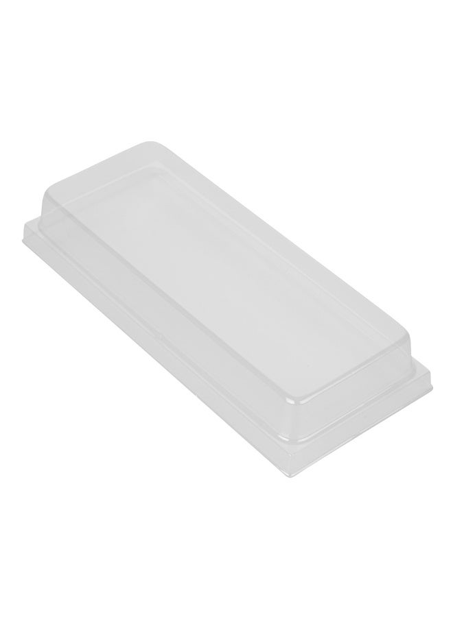 Restaurantware LIDS ONLY: Taipei 7.5 x 3.5 x 1.3 Inch Rectangle Transparent Lids, 100 Plastic Lids For 18 Ounce Rectangle Wooden Containers - Containers Sold Separately, Clear Plastic To Go Box Lids  - Image 1
