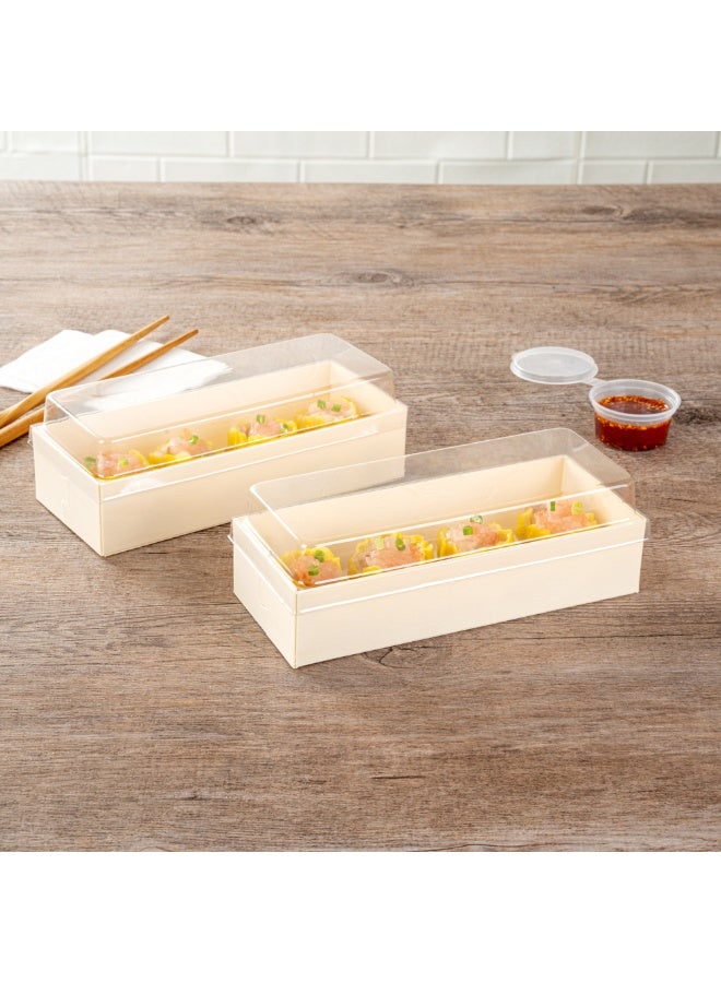 Restaurantware LIDS ONLY: Taipei 7.5 x 3.5 x 1.3 Inch Rectangle Transparent Lids, 100 Plastic Lids For 18 Ounce Rectangle Wooden Containers - Containers Sold Separately, Clear Plastic To Go Box Lids  - Image 3