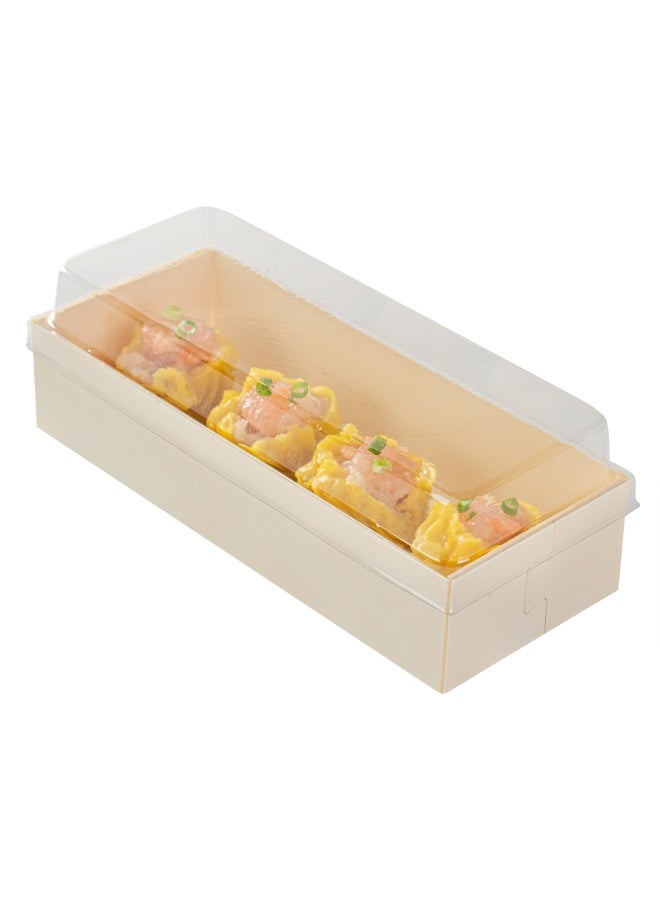 Restaurantware LIDS ONLY: Taipei 7.5 x 3.5 x 1.3 Inch Rectangle Transparent Lids, 100 Plastic Lids For 18 Ounce Rectangle Wooden Containers - Containers Sold Separately, Clear Plastic To Go Box Lids  - Image 2