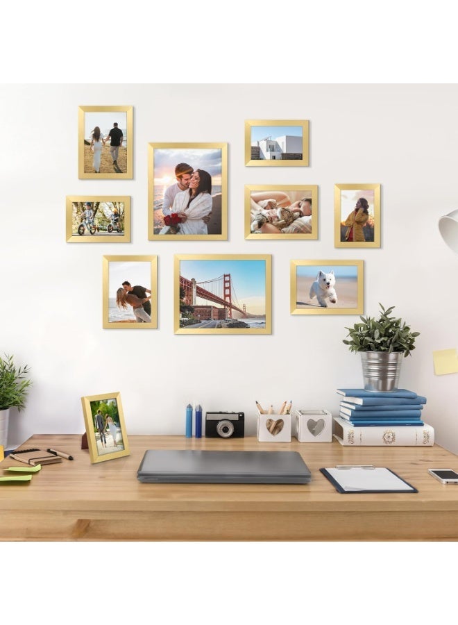 HZYH 10 Pack Gold Picture Frames Set, Multi-Size Photo Collage Frame Set (8x10, 5x7, 4x6) for Wall Gallery or Tabletop Display - Image 2