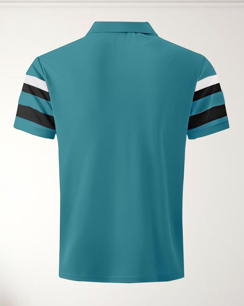 AUSK Men Polo Tshirt with Half Sleeve Regular Fit Teal - Image 3