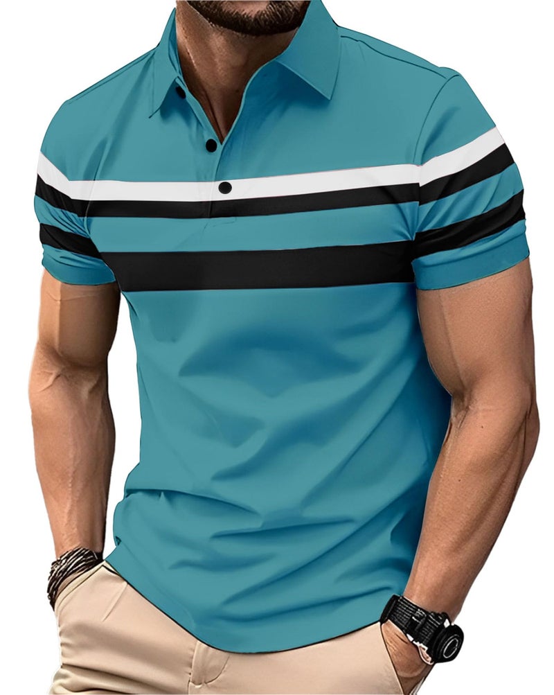 AUSK Men Polo Tshirt with Half Sleeve Regular Fit Teal - Image 5