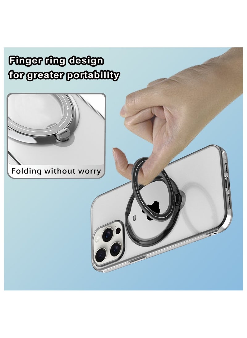 Beauenty Magnetic Shockproof Phone Case for iPhone 16 Pro Max TPU Anti-Scratch Cover with Invisible Foldable Stand Glossy Electroplated Design MagSafe Compatible（Black/Pink/Silver/Purple） - Image 4