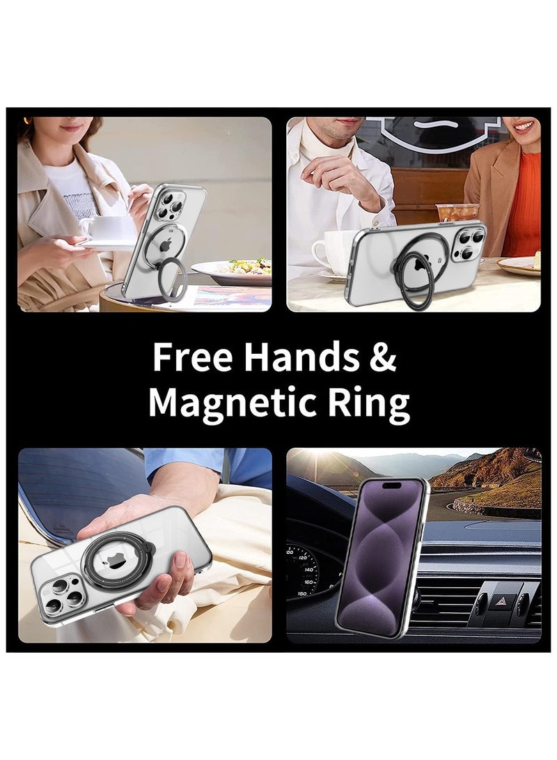 Beauenty Magnetic Shockproof Phone Case for iPhone 16 Pro Max TPU Anti-Scratch Cover with Invisible Foldable Stand Glossy Electroplated Design MagSafe Compatible（Black/Pink/Silver/Purple） - Image 5